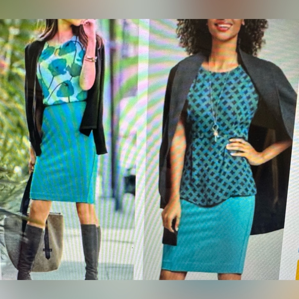 Cabi Teal Sigourney Pencil Skirt, size 2, front pockets, 2 back slits, brand new